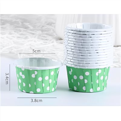卷口杯小號09 綠色圓點 100入