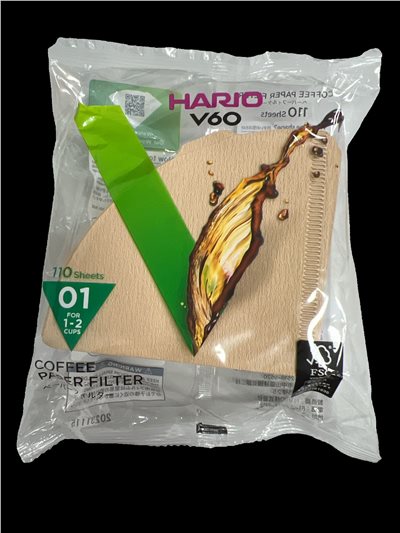 HARIO VCF-01-110M V60 手沖式錐型無漂白濾紙110入 1-2人份